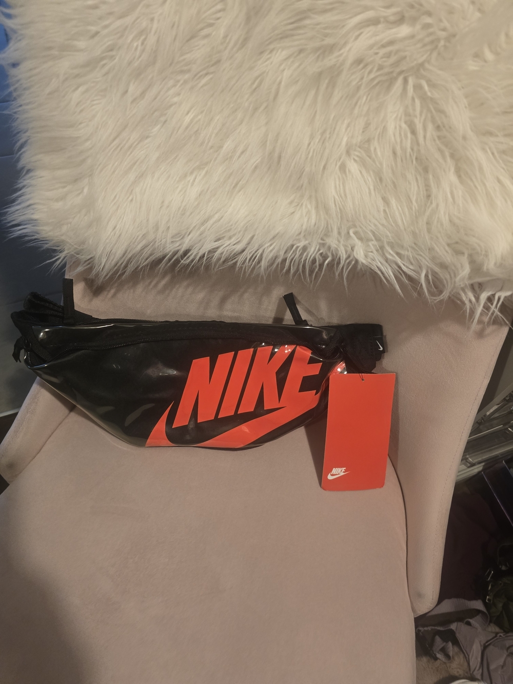 Nike Black Waist Pack with Bright Red Logo